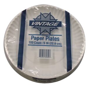 9" Uncoated Paper Plates 536Gs Goldstar(12/100)