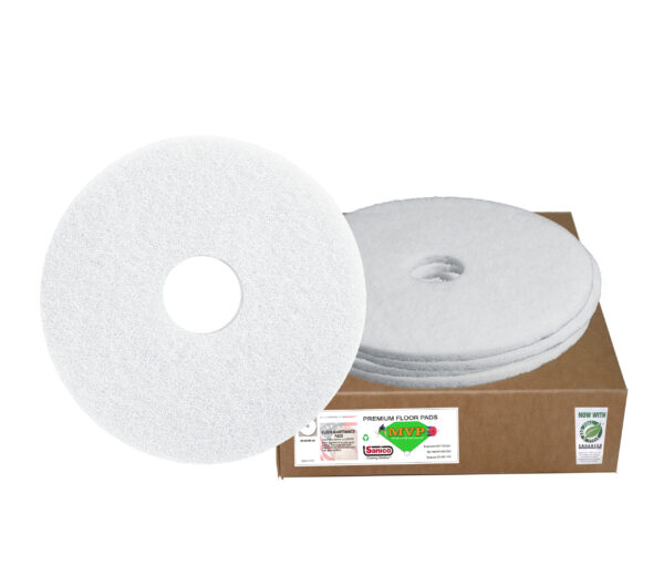 Sanico MVP Base Hit 17" White Polishing Floor Pad Super Polish