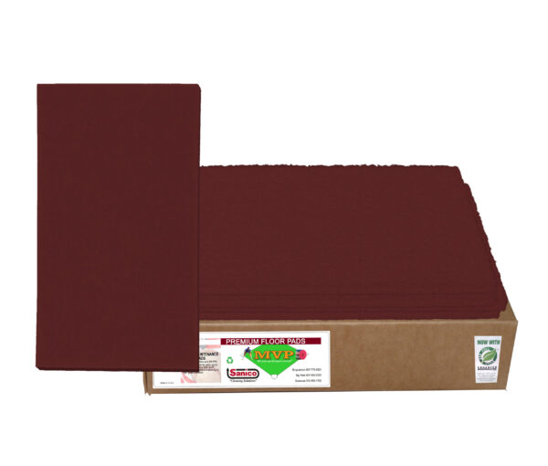 Sanico MVP Home Run 14" x 20" Maroon Preparation Stripping Floor Pad 10/cs